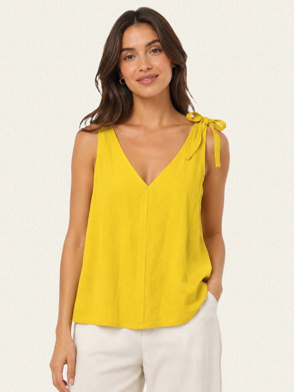 Molly Bracken Tie-Shoulder V-Neck Tank